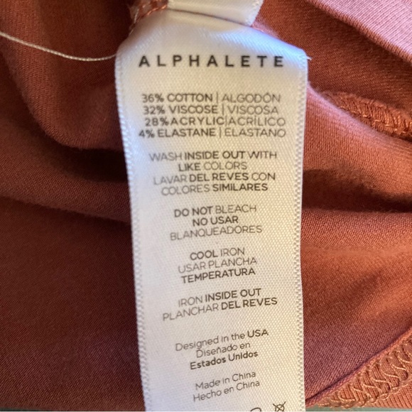 ALPHALETE Dusty Rose Raglan Long Sleeve Soft T-Shirt M - Picture 8 of 8